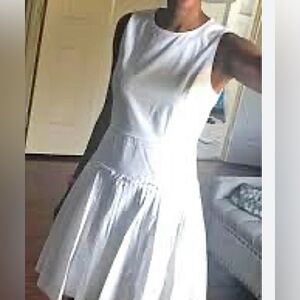 J. Crew White Pleated Midi Dress